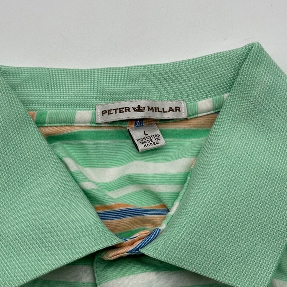 Green Orange White Peter Millar Polo Shirt Large Short Sleeve multi-colored - Picture 6 of 7
